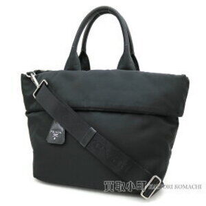 PRADA Tessuto Double Nero Reversible Tote Bag Triangle Logo 2Way Shoulder ZRU